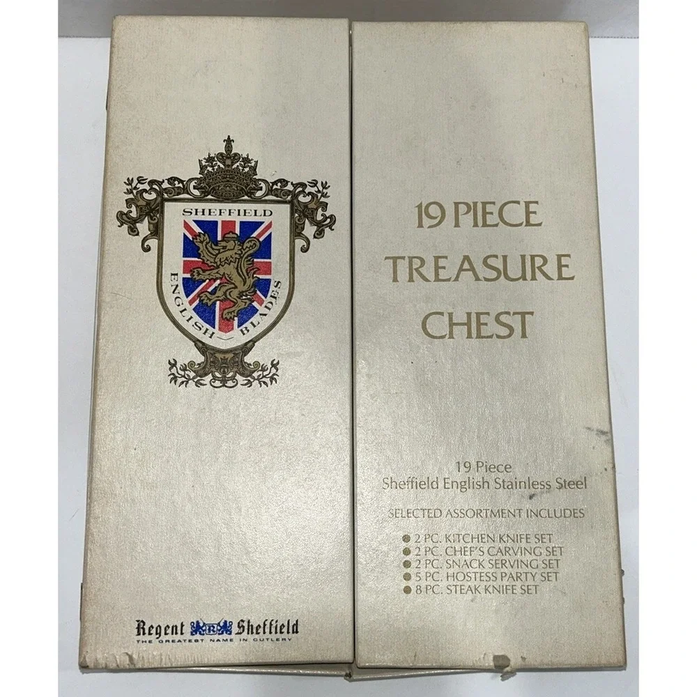 Regent Sheffield Stainless Steel 19 Piece Treasure Chest Made In England Vintage